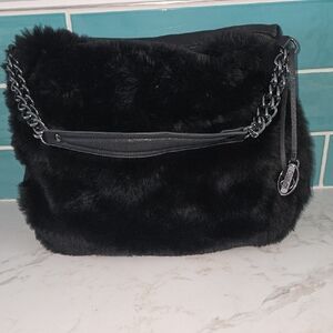 Carlos by Carlos Santana Black Faux Fur Shoulder Bag